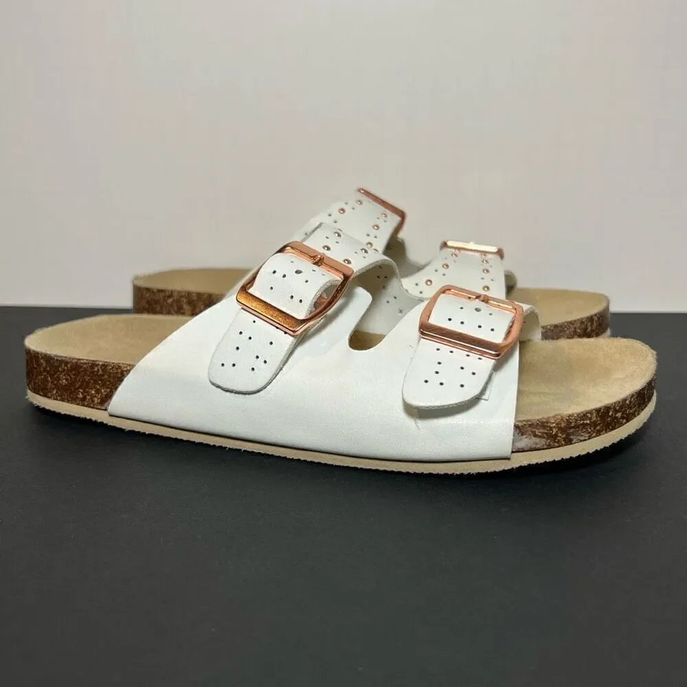 Girls SEYCHELLES Studded White Buckle Strap Sandals / Size 3
